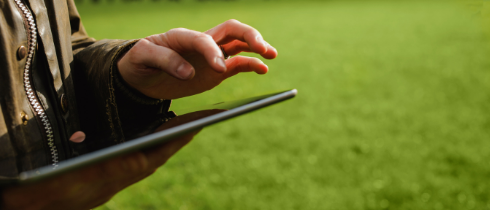 Farmer on her tablet