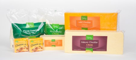 Range of packaged cheeses