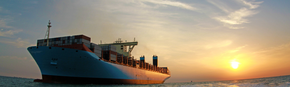 Container Ship on Sunny Ocean