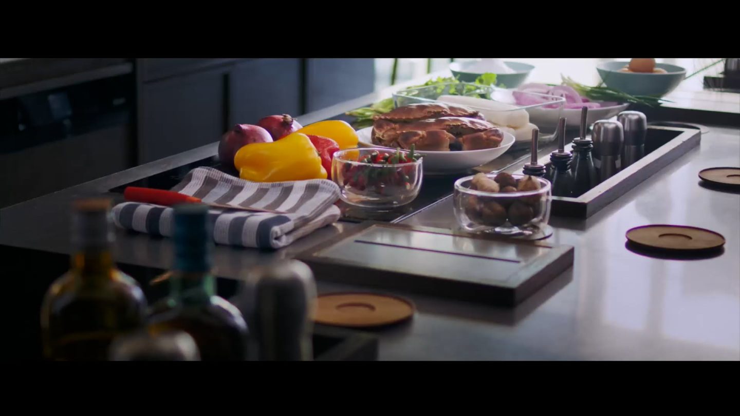 Plates of food on a kitchen counter