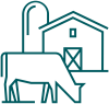 cow beside barn icon