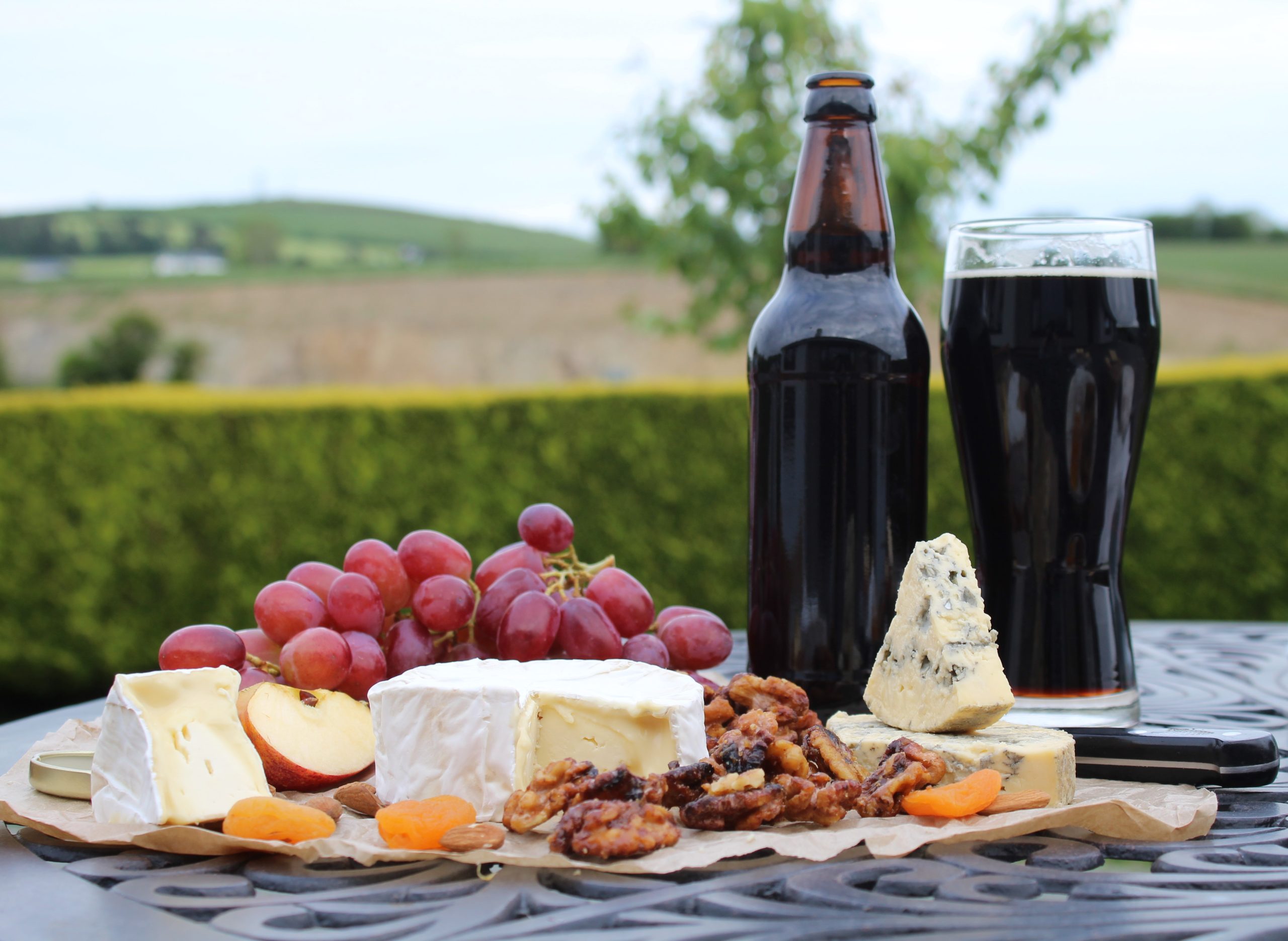 craft beer with food platter